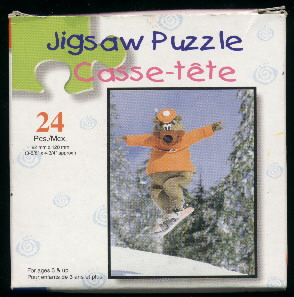 A&W Jigsaw Puzzle, Root Bear on Snowboard