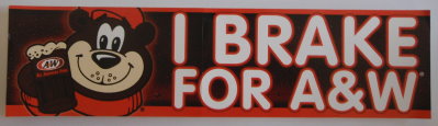 A & W Bumper Sticker