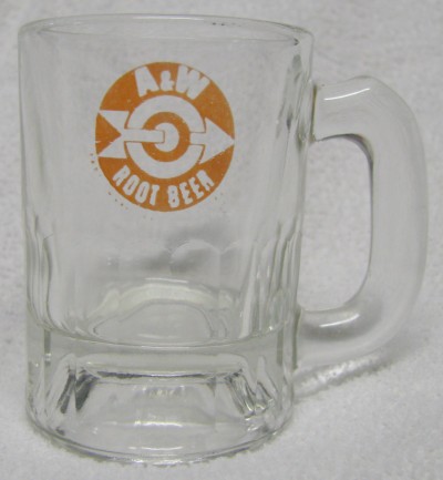 A & W Root Beer mug, 3.5oz, orange bulls eye