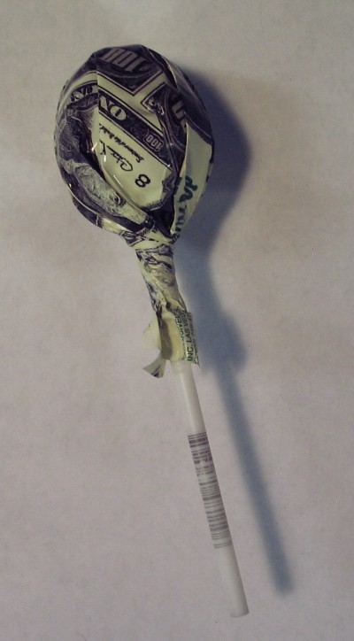 US $100 Bill Wrapping Candy Sucker