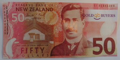 New Zealand 50-dollar bill on advertisement