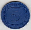 West German 5 Deutsche Mark Coin Large Reproduction