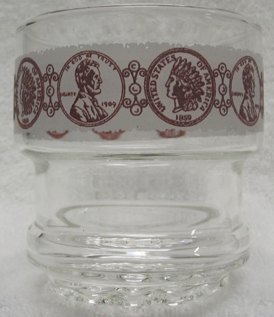 USA One Cent Indian/Lincoln Coins Glass Cup