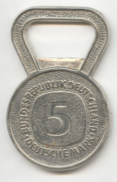 West Germany Five Mark Coin Bottle Opener