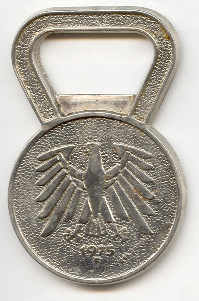 West Germany Five Mark Coin Bottle Opener