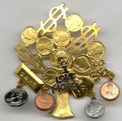 USA 1c to 25c Coins Brooch