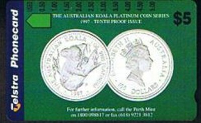 Australia 100 Dollar Platinum Coin Phone Card