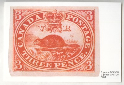 Canada 1851 3 Pence Stamp Postcard