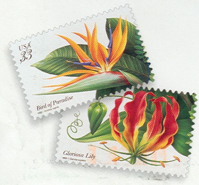 USA 33-cent Flowers Postage Stamps Envelope