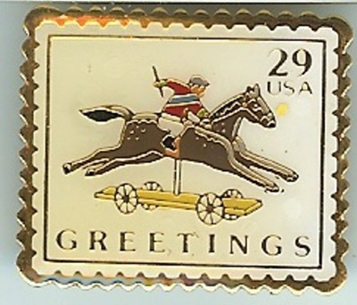 USA 29-cent Darby Horse Greetings Postage Stamp Pin