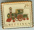 USA 29-cent Train Greetings Postage Stamp Pin