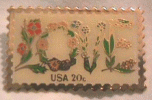 USA 20-cent Flowery Love Postage Stamp Pin