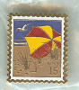 USA 15-cent Beach Umbrella Postage Stamp Pin