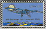 USA 13c 50th Anniversary Solo Transatlantic Flight Postage Stamp Pin