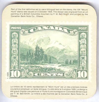 Canada 10c Mount Hurd Postage Stamp Drink Coaster