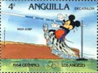 Anguilla Disney Stamps Olympics Los Angeles Decathlon Complete Set MNH VF