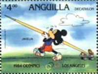 Anguilla Disney Stamps Olympics Los Angeles Decathlon Complete Set MNH VF