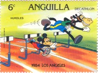 Anguilla Disney Stamps Olympics Los Angeles Decathlon Complete Set MNH VF