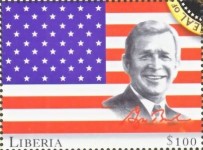 George W Bush 43rd President Error $6.00 Stamp from Liberia with Wrong Dates 